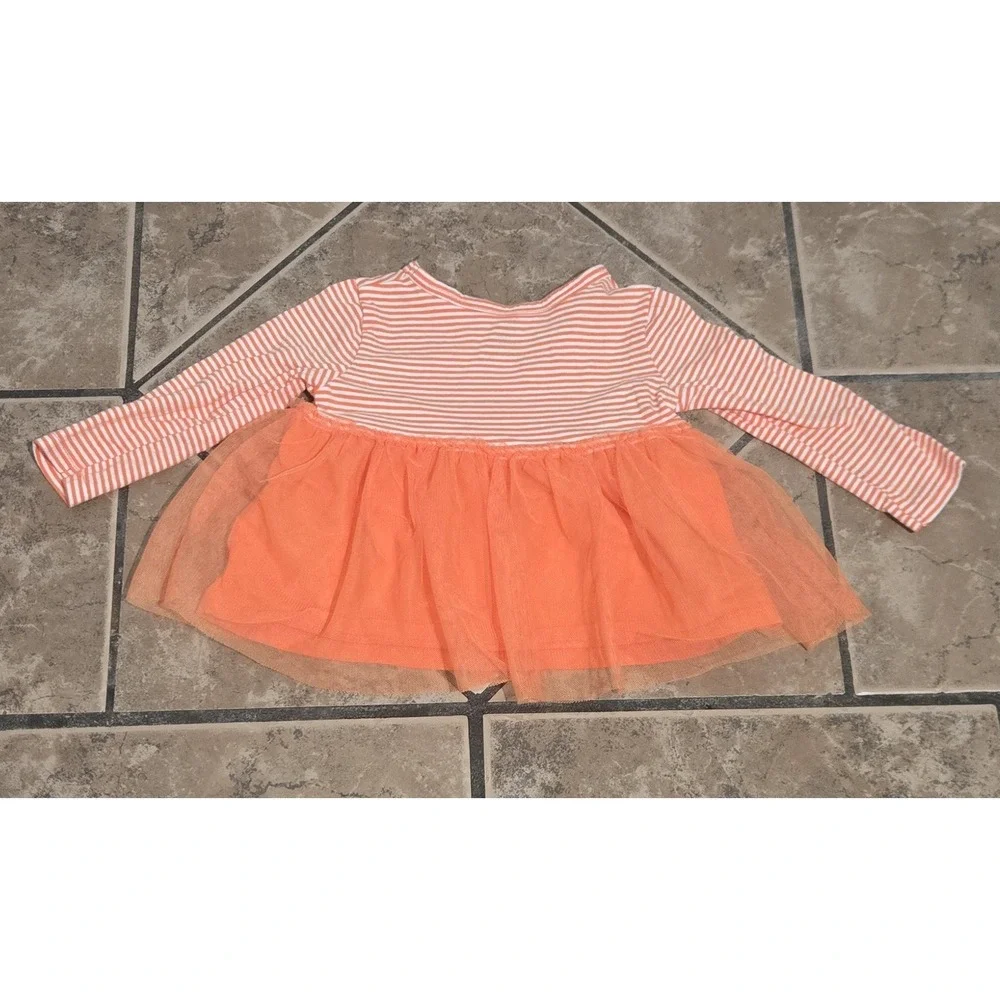 Carters Baby Girls 12M Halloween Pumpkin Tulle Tutu Top Orange Striped LS